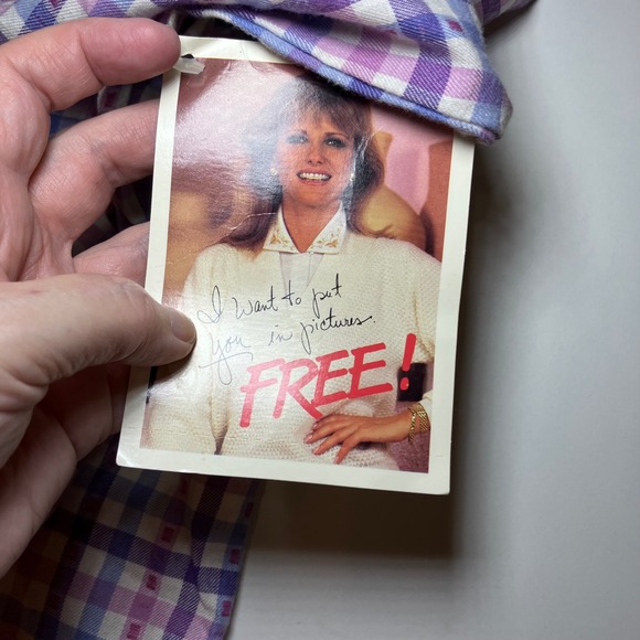 Rare NWT 1980s Deadstock Cheryl Tiegs Plaid Shirt Size 8 Vintage Sears 1987 USA - Picture 5 of 10
